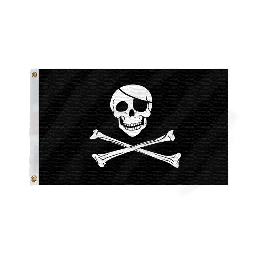 Flagmax Pirate Flag - Durable 5ft x 3ft Jolly Roger Flag with Skull and Crossbones Design, Featuring Eyelets for Easy Hanging - Perfect for Nautical Décor and Pirate Enthusiasts