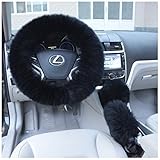 Uarter Winter Warm Faux Wool Steering Wheel Cover with Handrake Cover & Gear Shift Cover for 14.96