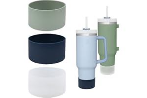 ALMDA 3 Pcs Silicone Boot for Stanley 40 oz Quencher Tumbler & Stanley IceFlow 20oz 30oz, Protective Water Bottle Bottom Sleeve Cover, Noise Reduction Scratch (Green)