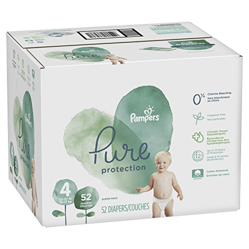 Pampers Pure Protection Disposable Diapers, Size 4, 52 Count