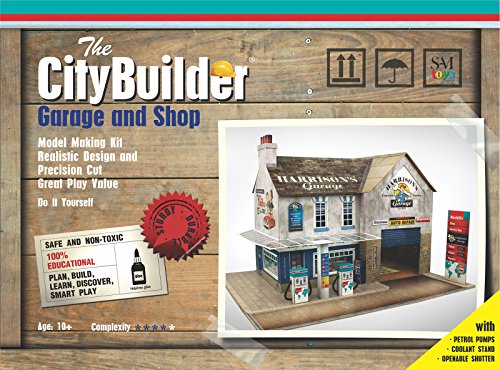 The CityBuilder Garage & Shop Cardboard Model Making Kit - O Scale Model Railroad Building