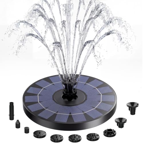 AISITIN 3.5 W Solar Fountain for Outdoor Use (Diameter 180 mm), Solar Fountain for Outdoor Use with Various Fountain Styles and 4 Support Poles for Garden, Pond, Bird Bath, Water Feature