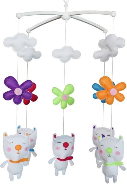 Amazon ベビードリームミュージックモバイル カラフルな手作りベビーギフト ハッピー 花 ベッドメリー モビール ベビー マタニティ 通販