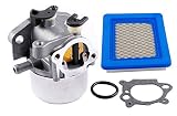 Podoy 799866 Carburetor 491588 Air Filter with Gasket & Ring Kit for Briggs & Stratton Lawnmower Replaces 796707 794304