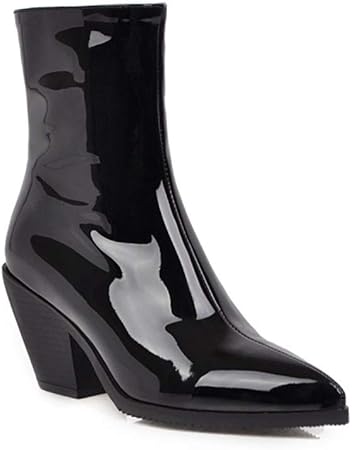 black patent short boots