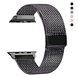 RXCOO Compatible for Watch Band 38mm/40mm 42mm/44mm, Stainless Steel Mesh Wristband Loop Magnet Band Compatible with Iwatch Series 4/3/2/1 (Black, 42mm/44mm)