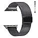 RXCOO Compatible for Iwatch Band, 38mm/40mm 42mm/44mm, Stainless Steel Milanese Loop Magnetic Band Compatible with Iwatch Series 4/3/2/1 (Black, 38mm/40mm)