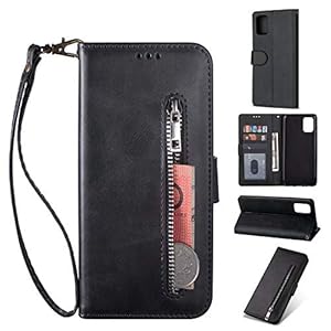 Nadoli Flip Case for Samsung Galaxy S10 Lite,Zipper Design Pu Leather Magnetic Closure Bookstyle Wallet Case with [Kickstand] [Card Slots] [Magnetic Closure] [Hand Strap]