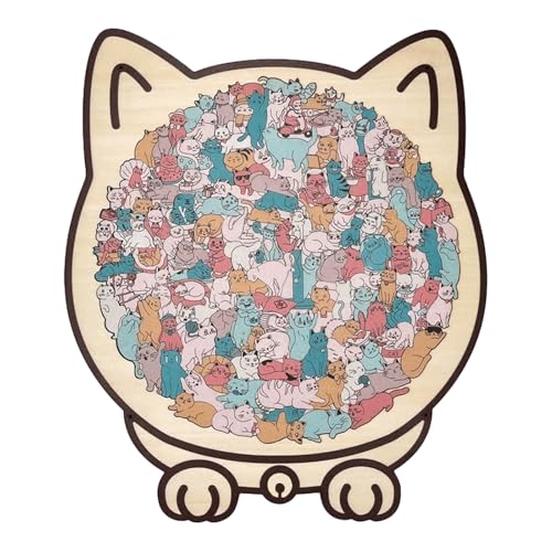 Morandi Puzzle pour chat, en bois, 135 pièces, amusant et coloré, cadeau irrégulier, puzzle décoratif en bois pour les amoureux des chats