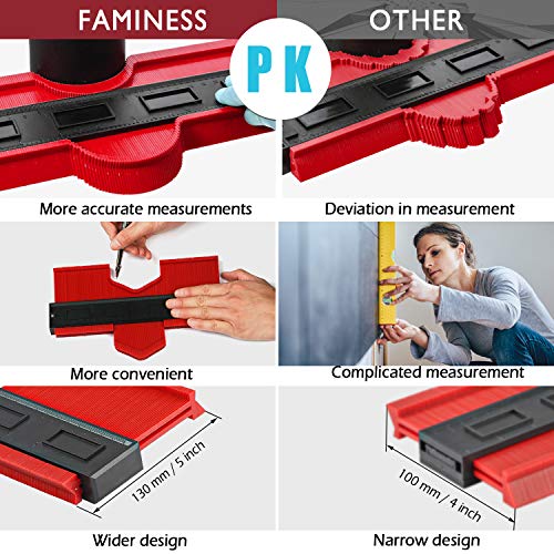 Contour Gauge Duplicator Faminess 2Pack Wider Irregular Shape Copying Ultimate Template Tool,Profile Gauges Plastic Contour Duplications Gauge Copy Irregular Shapes Measuring for Corners and Contoured