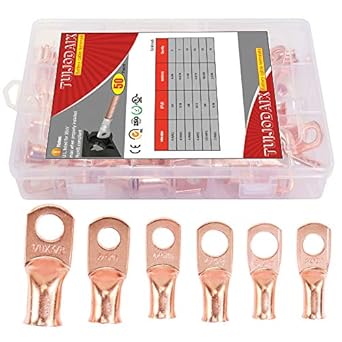 Ul Listed Heavy Duty Wire Lugs 50pcs Battery Cable Closed Ends Bare Copper Eyelets Tubular Ring Terminal Connectors Assortment Kit 6 Sizes Amazon Com Industrial Scientific