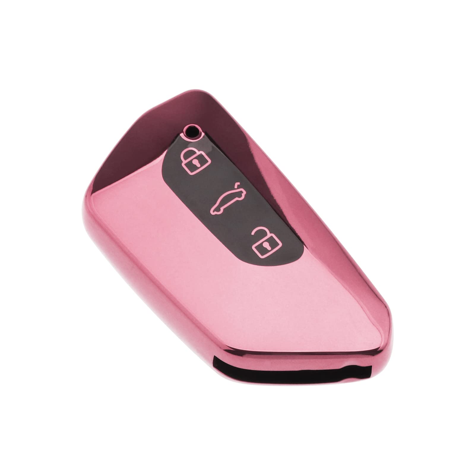 EMSea Car Key Cover Finish Soft TPU 3 Button Car Key Fob Cover Case Shell Drop-proof Pink Compatible with VW Golf 8 Seat Leon MK 4 Tarraco Ateca Skoda Octavia Cupra Formentor
