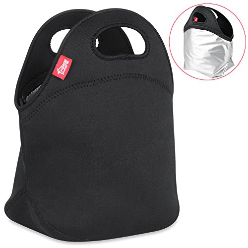 Waterproof Lunch Bag Double Layer Leakproof Neoprene Insulated Lunch Tote Black Reusable thermal lunch cooler tote for Men Women Boys Adult Kids