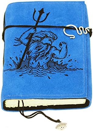 Handmade Suede Neptune Spell Book Journal in Sapphire Blue Color