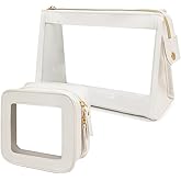 FFpaw 2 Pack Clear Makeup Bag Set Travel Cosmetic Case TSA Approved Toiletry Bag with Zipper Small Make Up Bags for Women Cute Waterproof Carry-on Travel Organizer Car Organizer Bag