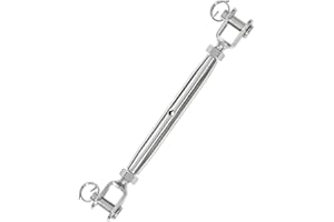 Jamiikury M8 Jaw and Jaw Turnbuckle, Stainless Steel Turnbuckle Heavy Duty Turn Buckle, 4409lbs Working Load Limit, Durable for Wire Rope Cable