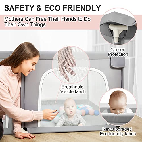 OTTOLIVES Baby Playpen, Extra Large Playpen for Babies and Toddlers, Safety Baby Gate Playpen