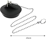 Tomario 2 Pack Silicone Sink Bath Plug 44mm with Stainless Chain Black 2x view 4