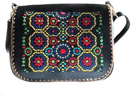 Embroidered Moroccan Pattern Vegan Leather Crossbody Bag