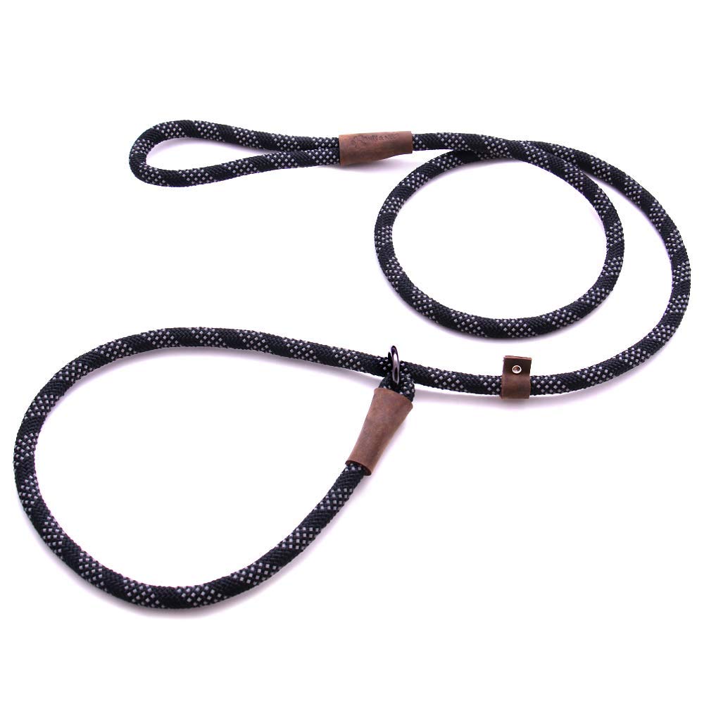 Max and Neo Rope Slip Lead Reflective 5 Foot - We Donate a Leash to a Dog Rescue for Every Leash Sold (Black, 5FT X 1/2") — image 1