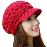 AutumnFall Fashion Womens Winter Warm Flower Knit Crochet Beanie Hat Cap Beret (A)