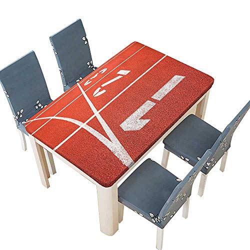 Indoor/Outdoor Spillproof Tablecloth Collection Close Up of Numbers on Racetrack Lines Stadium Ground Determination Success Art Wedding Restaurant Party Decoration W69 x L108 INCH (Elastic Edge)