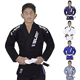 Elite Sports Ultra Light Brazilian Jiu Jitsu Gi for Kids with Preshrunk Fabric and Free Belt, Black