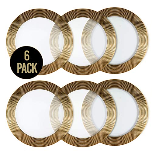 GoldRimmed Charger Plates Set of 6 13Inch Elegant & FoodSafe