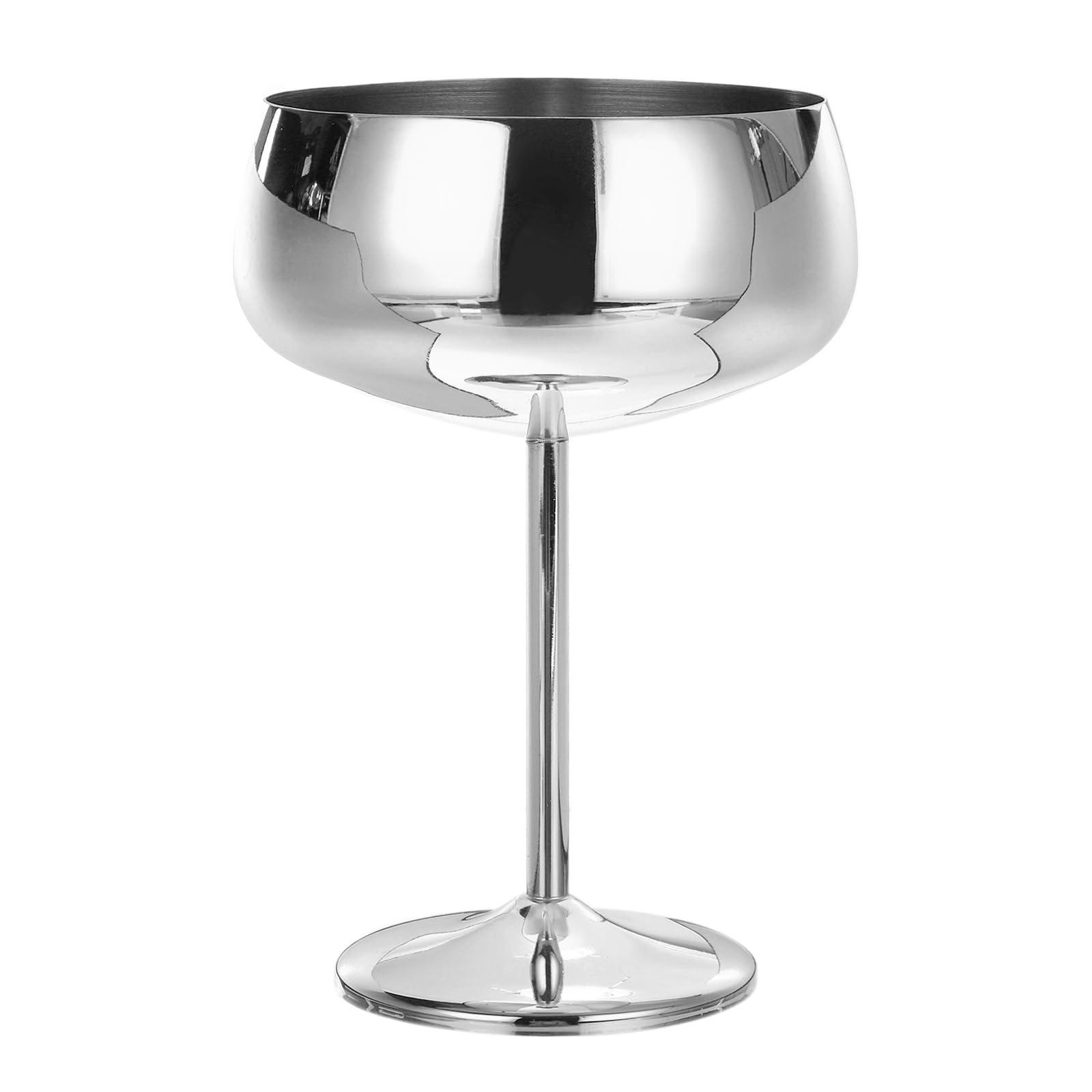 Uxcell Stainless Steel Martini Cocktail Glasses, 1Pcs 450ml/16 OZ Unbreakable Martini Glasses, Red Wine Glass Metal Shatter Proof for Wedding, Parties, Gift，Silver
