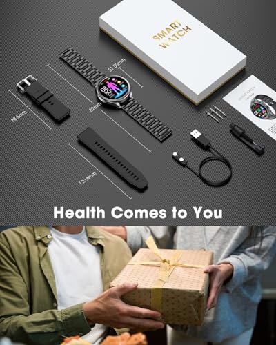 Smartwatch Uomo con ECG+HRV, AI GPT Orologio Uomo con Pressione Sanguigna, Frequenza Cardiaca, SpO2, 24H Sonno, 120+ Modalità Sportive IP68 Smartwatch Fitness, Notifiche Messaggi Android iOS Nero
