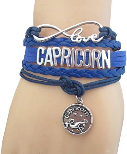 WarmTrendyHouse Fashion Retro Constellation Woven Bracelet PU Leather Alloy Bracelet Wristlet Bangle (Capricorn)