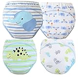 MOM & BAB Toddler Training Pants/Underwear. Water-resistent|Best Quality|Machine Washable & Reuable|Cutest Designs|Soft Cotton|Comfortable Fit|3 layers (Small, Elephant & Dinosaur)
