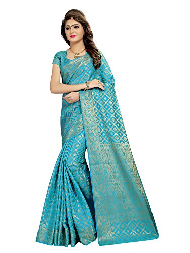 Viva N Diva Saree for Women s Sky Blue Color Banarasi Art Silk Saree with Un-Stiched Blouse Piece,Free Size