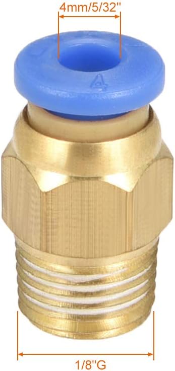 sourcing map Straight Pneumatic Push to Quick Connect Fittings G1/8 Male x 4mm Tube OD 5pcs, Gold Tone, Blue, G1/8 x 4mm - Image 3
