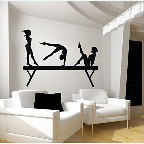 DIY Wall Sticker 3 Girls Gym Gymnastic Exercises Sports Wall Decals Removable Kids Children Room Decoration