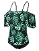 HiMiss Womens Bathing Suit Off Shoulder Boho Flounce Swimsuit Leaves Printing Bikini Set Beachwear