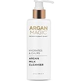Argan Magic Hydrates & Calms Argan Milk Cleanser - Gently Cleanses and Removes Built-Up Oil and Dirt | Hydrates, Calms, and Soothes | Paraben Free, Cruelty Free, Made in USA (8 Fl Oz)