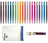 Pilot FriXion Ball Slim Retractable Erasable Gel Ink Pens, Extra Fine Point, 0.38 mm, 20 colors, Clear case and 3 color refills Value Set