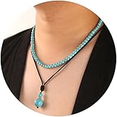 GDLKPYHS 2Pcs Beaded Necklace for Men - Protection Necklace Men Choker Necklaces Obsidian Beads Pendant Jewelry Gifts for Men