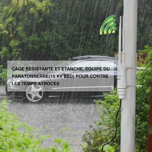 MECO Wifi Répéteur Extérieur et Intérieur, Wireless Outdoor Point d\'accès, Portée Atteint à 1 km, 802,11b/g/n AC600, Bi-bande 2,4GHz et 5GHz