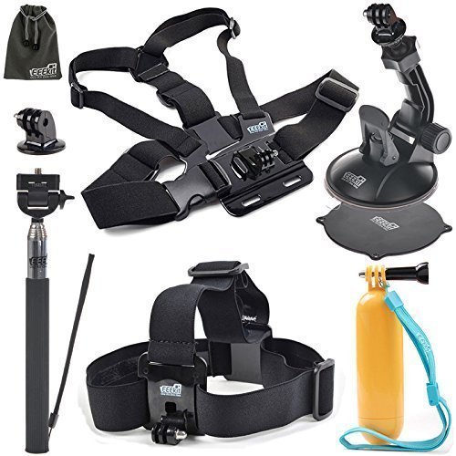 EEEKit 5in1 Accessories Starter Kit for AEE Technology S70 S70AEE Waterproof Video Cam,Head Strap,Floaty Grip Handle Pole,Chest Harness and Car Mount