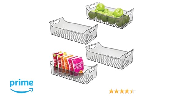 mDesign Juego de 4 cajas para nevera con asas - Organizador de ...
