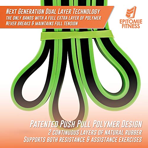 Bionic Flex Pull Up Assistance Band - Premium Dual Layer Pull Up Assist Bands for Strength Training Exercise, Physical Therapy, Powerlifting, Stretching - Single Green Resistance Band (30 to 60 lbs)