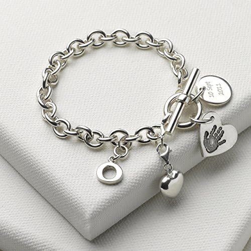 Personalized Birthday Bundle Bracelet with Yours or Your Own Child's Hand Print and Foot Print Impressions