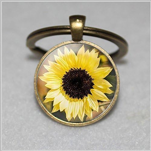 copper Sunflower keychain - copper Flower keychain, Real copper Floral Jewelry, Sterling copper Sunflower Jewelry, Garden Flower