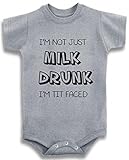 Gray crew neck Baby Tee Time Boys' I'm Not Just Milk Drunk I'm Tit Faced One piece 6-12 Months