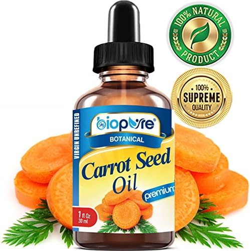 myBioPure CARROT SEED OIL WILD GROWTH Daucus Carota .100% Pure VIRGIN UNREFINED Undiluted 1 Fl.oz.‐ 30 ml. For Skin, Face, Hair, Lip and Nail Care. 