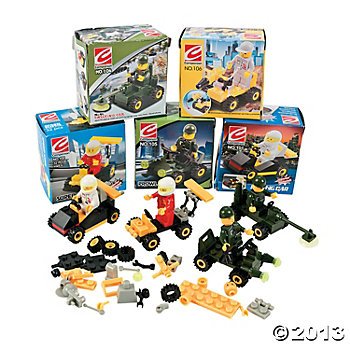 6 Mini BUILDING Block Vehicle Sets/RACE Car/JEEP/Construction, etc/Party FAVOR/STOCKING STUFFERS/Motor Skills