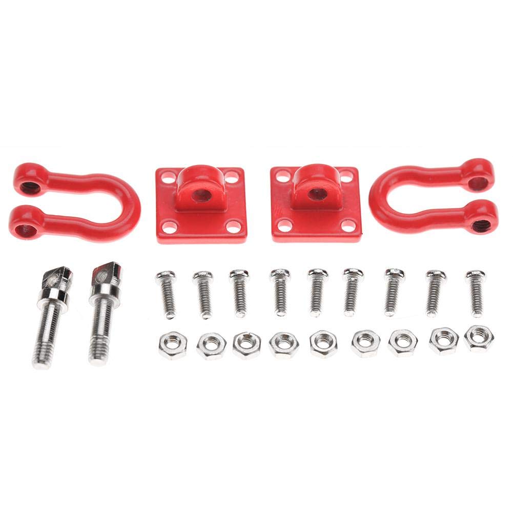 RC Trailer Buckle, 4 Pieces RC Shackle Rescue Lock Catch Accessory for RC Climbing Crawler (Red)