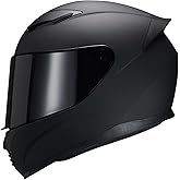 JQF Gear Full Face Helmet Black Motorcycle Motorbike Street Bike Racing Helmets for Adults WS-607 DOT Approved (with Black Visor, L)